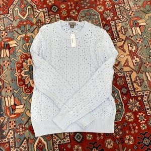 NWT Jcrew point sur pointelle crew neck sweater L